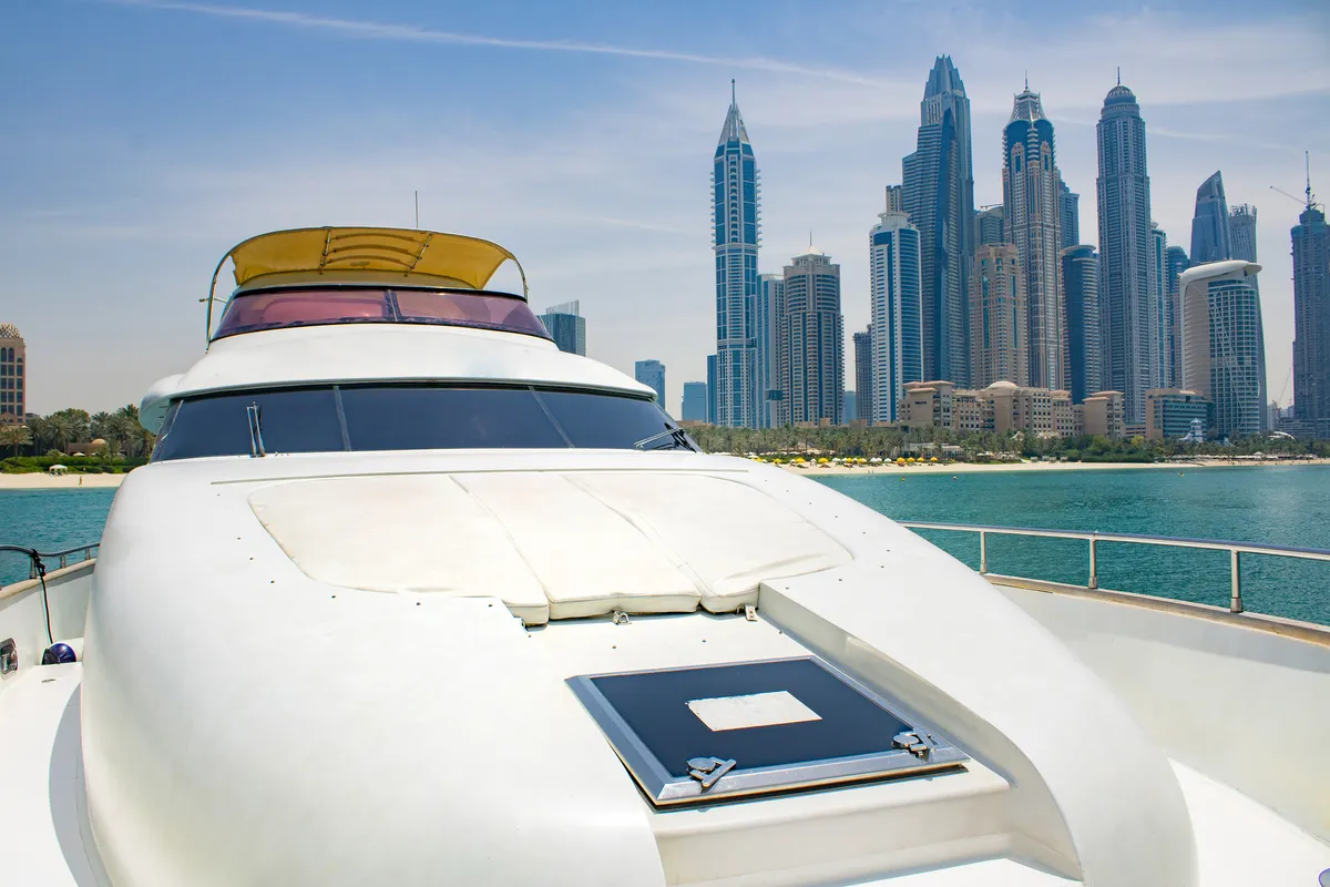 Luxury Motor Yacht, a motor yacht at Dubai Harbour, United Arab Emirates