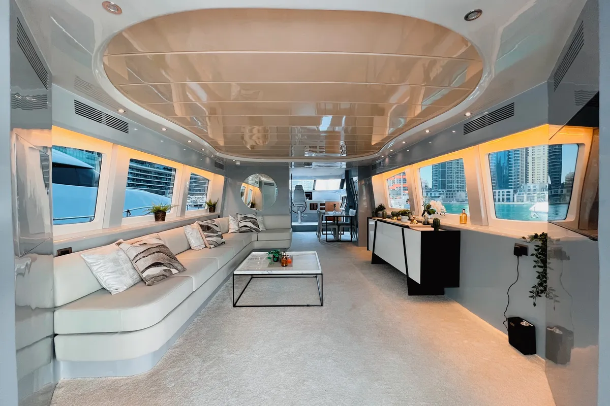Luxury Motor Yacht, a motor yacht at Dubai Harbour, United Arab Emirates