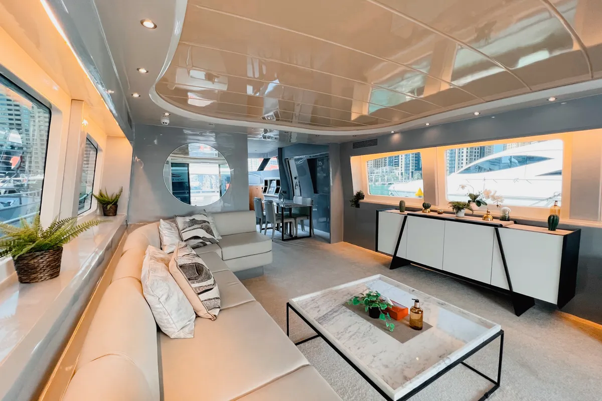 Luxury Motor Yacht, a motor yacht at Dubai Harbour, United Arab Emirates