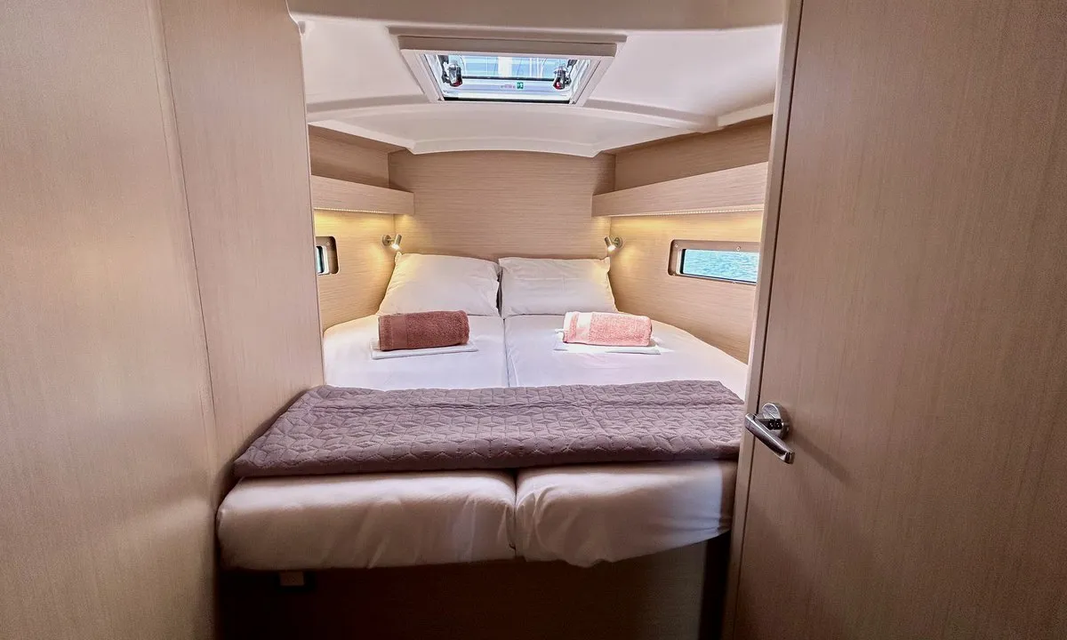 Cabin on Valkyrie, a Beneteau Oceanis 40.1 sailboat at Kontokali, Greece