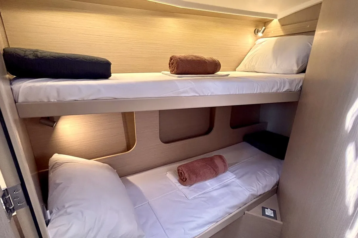 Cabin on Valkyrie, a Beneteau Oceanis 40.1 sailboat at Kontokali, Greece