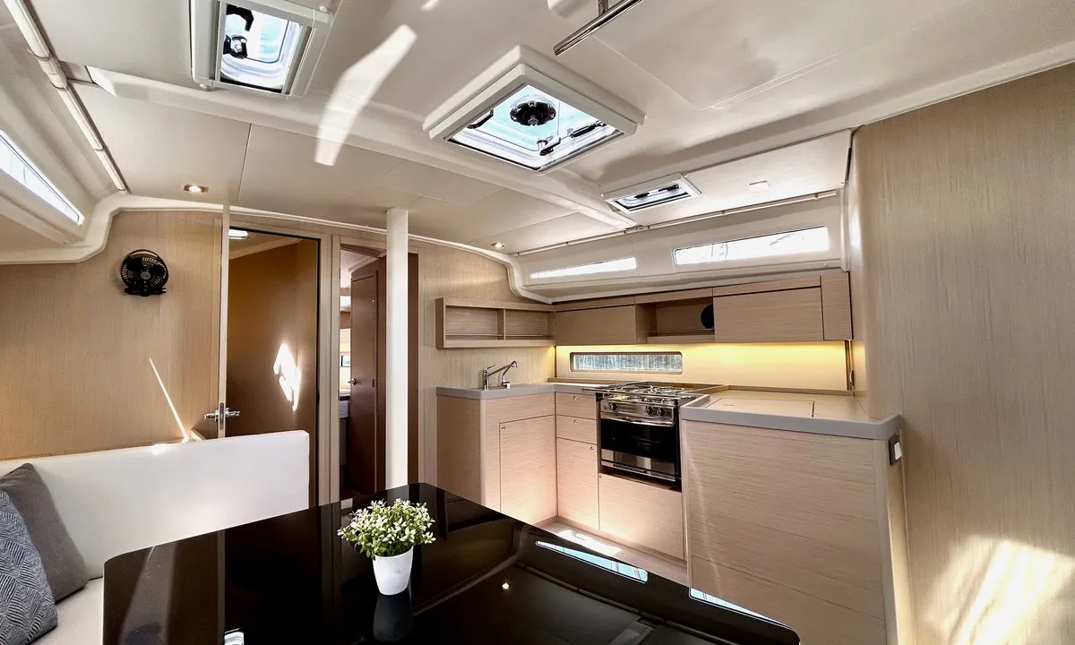 Galley of Valkyrie, a Beneteau Oceanis 40.1 sailboat at Kontokali, Greece