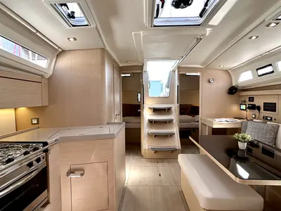 Salon of Valkyrie, a Beneteau Oceanis 40.1 sailboat at Kontokali, Greece