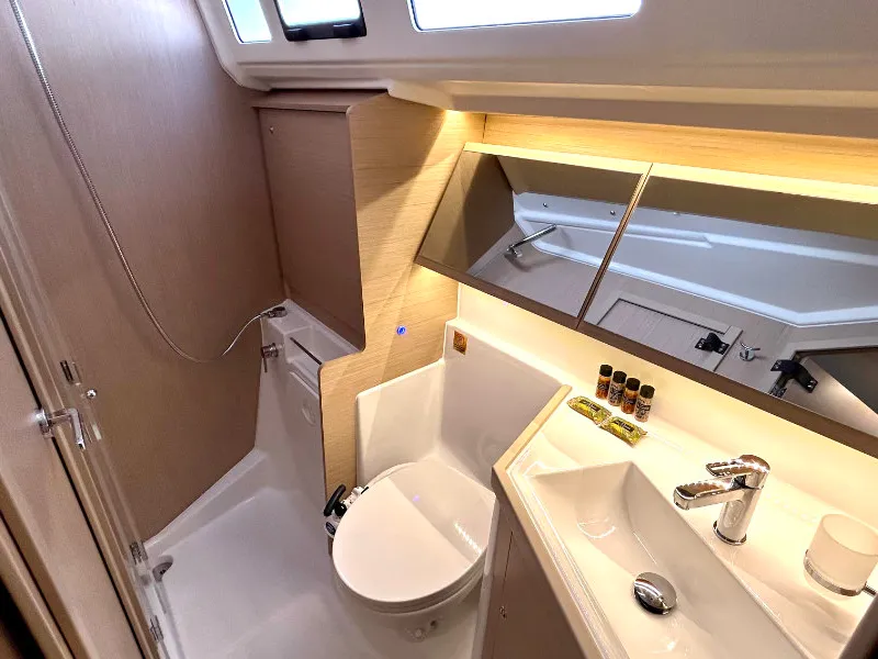 Head on Valkyrie, a Beneteau Oceanis 40.1 sailboat at Kontokali, Greece