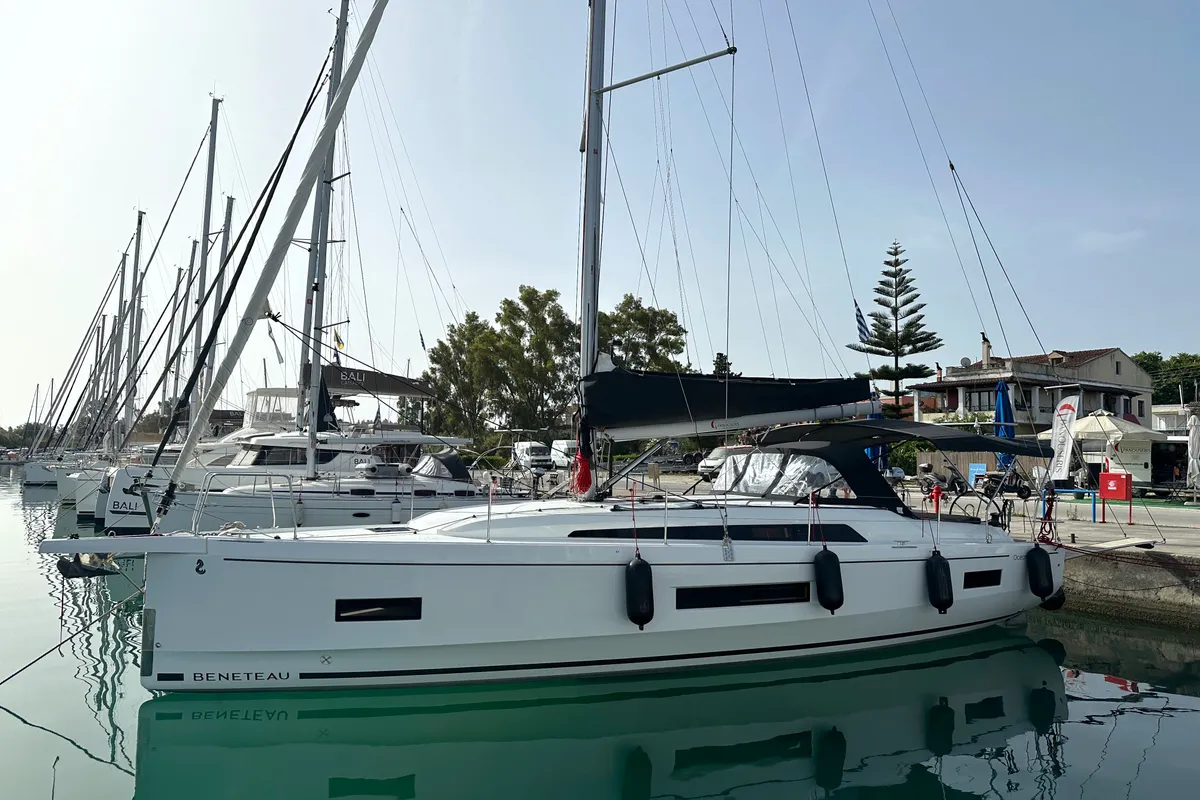 Exterior view of Valkyrie, a Beneteau Oceanis 40.1 sailboat at Kontokali, Greece