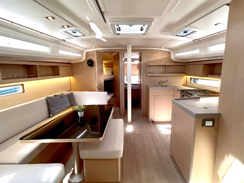 Cabin on Valkyrie, a Beneteau Oceanis 40.1 sailboat at Kontokali, Greece