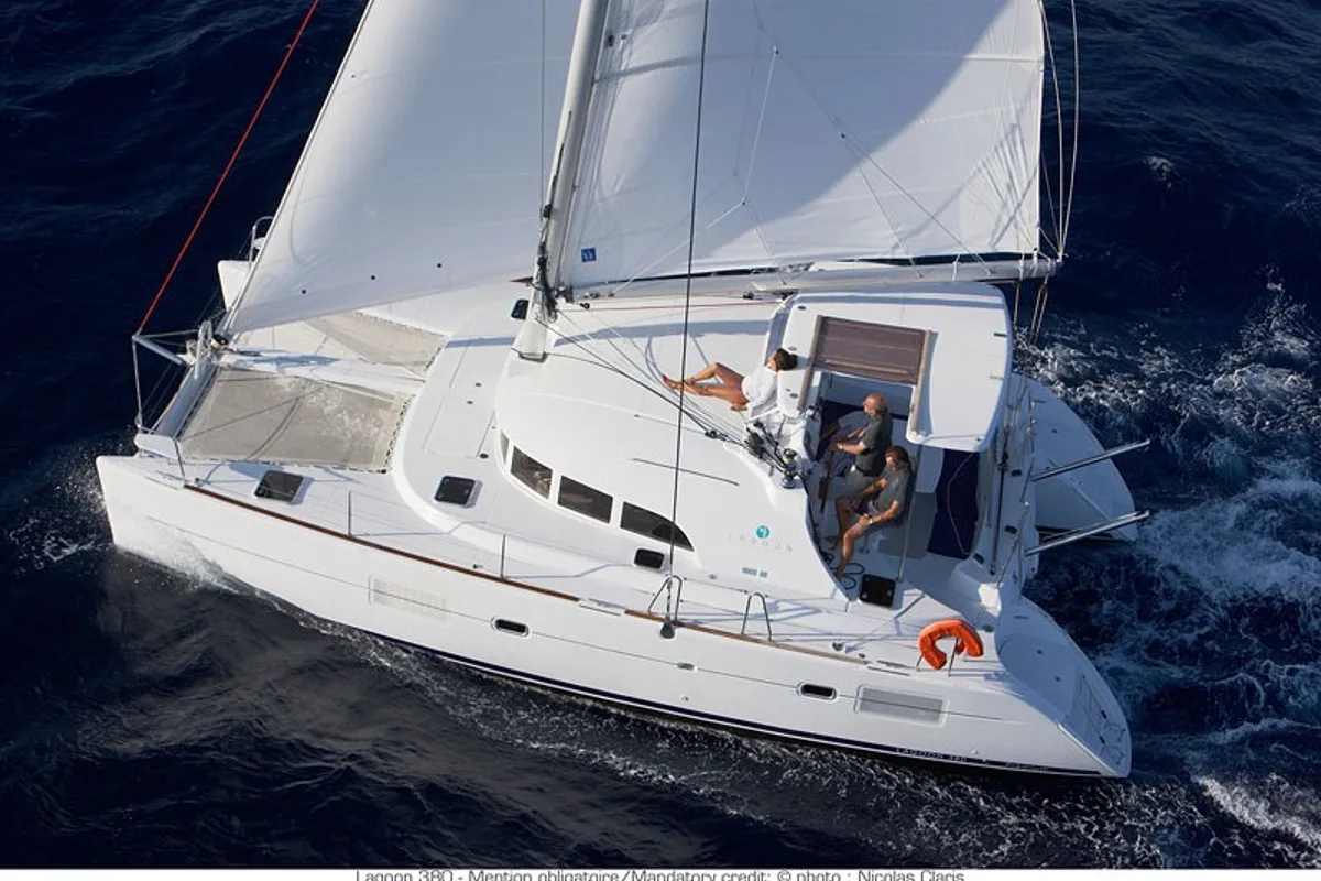 Exterior view of Oscar II, a Lagoon 380 catamaran at Alameda, United States