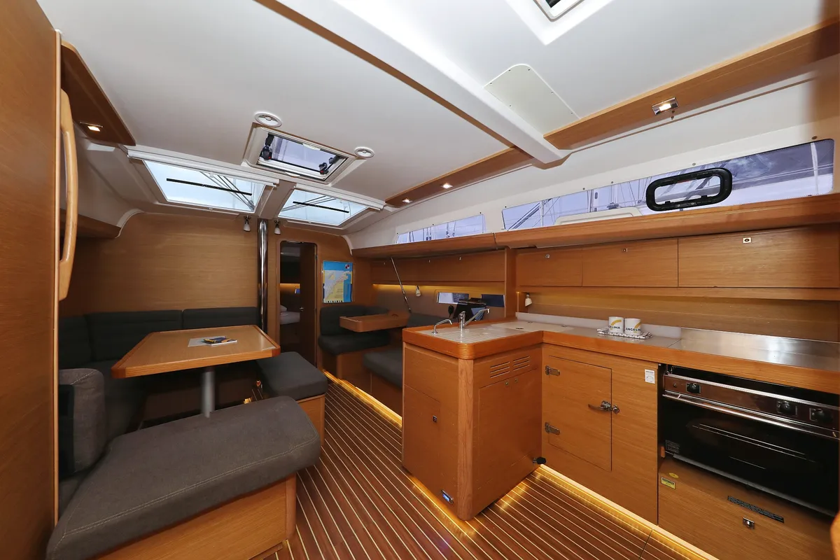 Galley of Phonix II, a Dufour 412 GL sailboat at Grad Biograd na Moru, Croatia