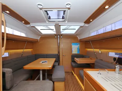 Salon of Phonix II, a Dufour 412 GL sailboat at Grad Biograd na Moru, Croatia
