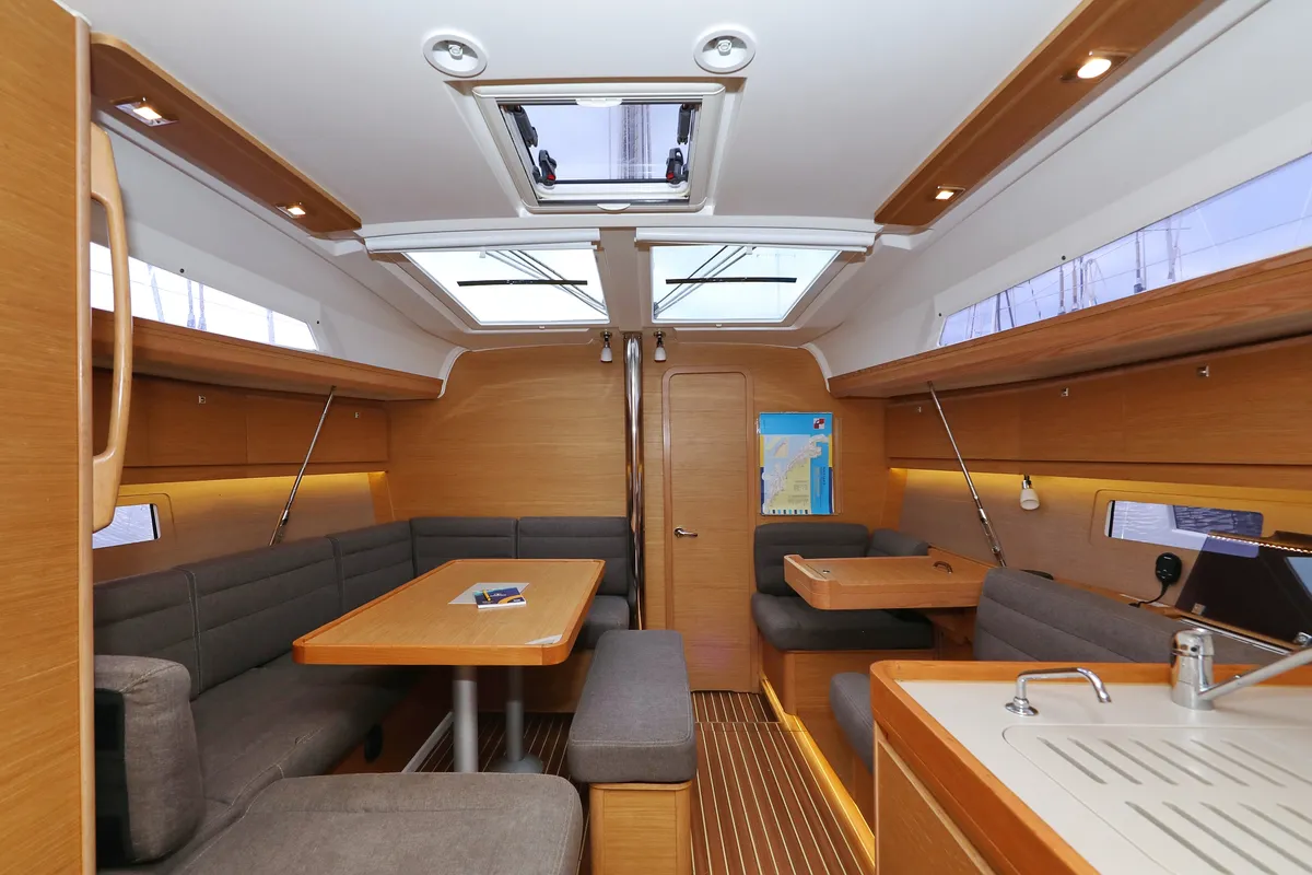 Salon of Phonix II, a Dufour 412 GL sailboat at Grad Biograd na Moru, Croatia