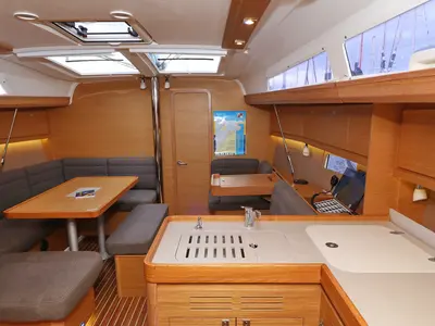 Galley of Phonix II, a Dufour 412 GL sailboat at Grad Biograd na Moru, Croatia