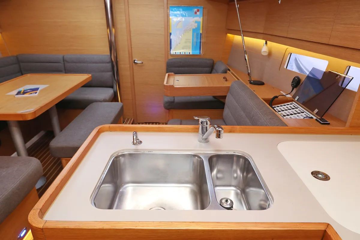 Galley of Phonix II, a Dufour 412 GL sailboat at Grad Biograd na Moru, Croatia