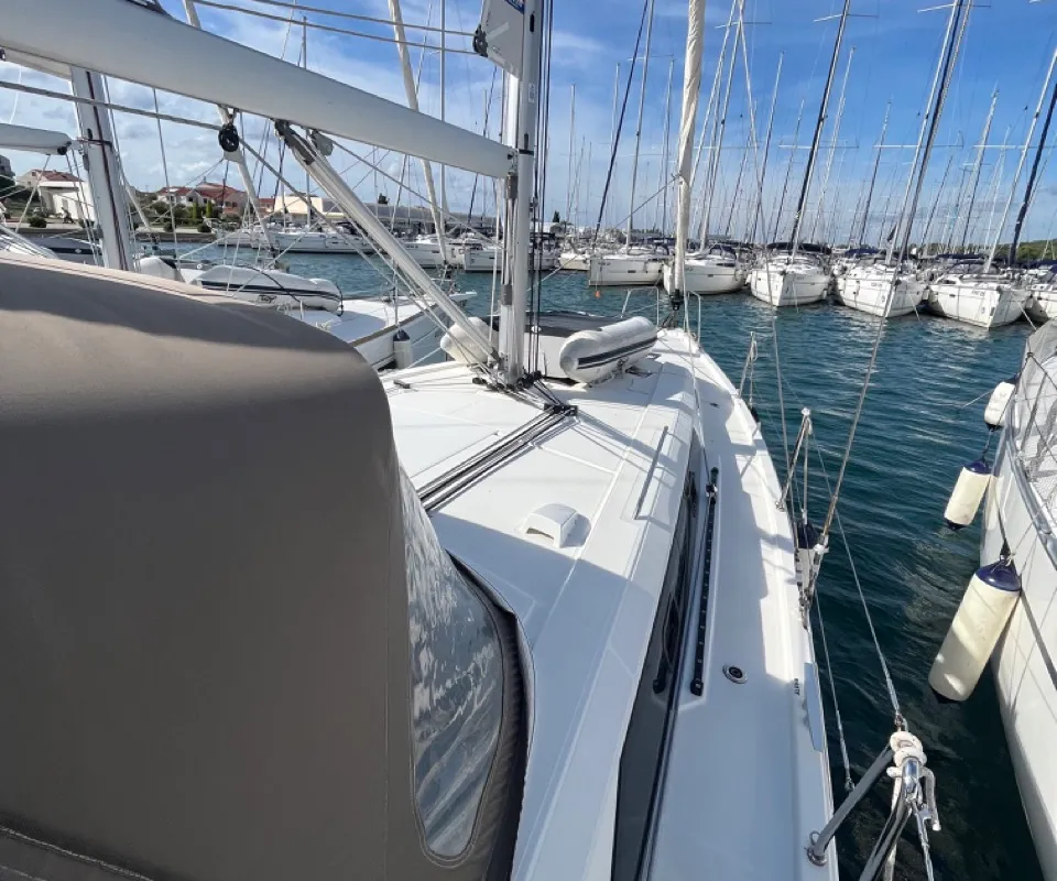Exterior view of BUGA, a Beneteau Oceanis 41.1 sailboat at Sukošan, Croatia