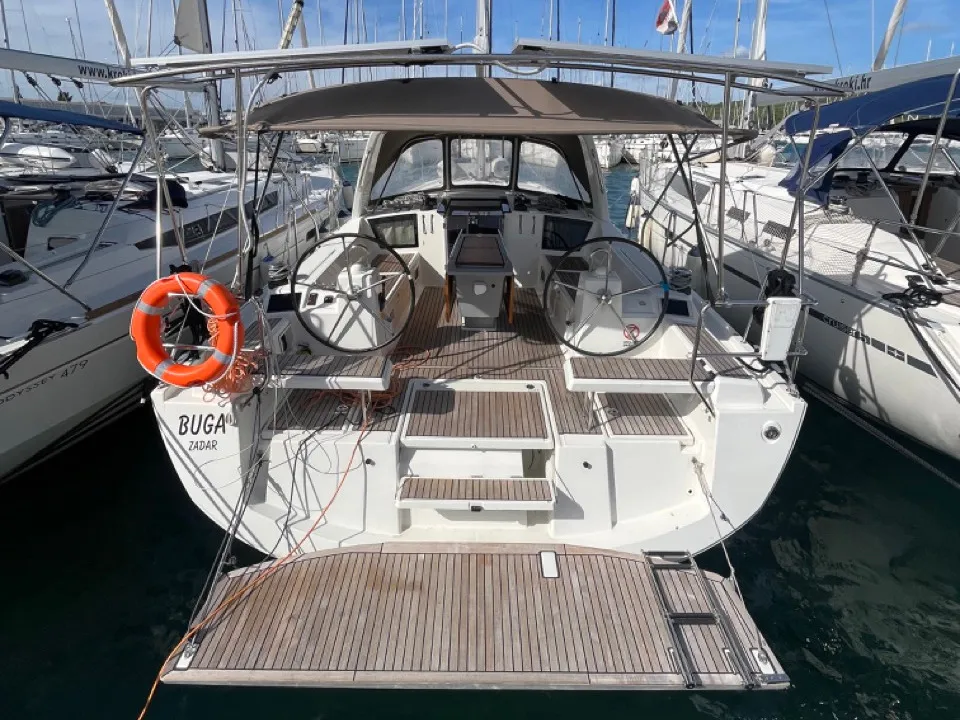 Exterior view of BUGA, a Beneteau Oceanis 41.1 sailboat at Sukošan, Croatia