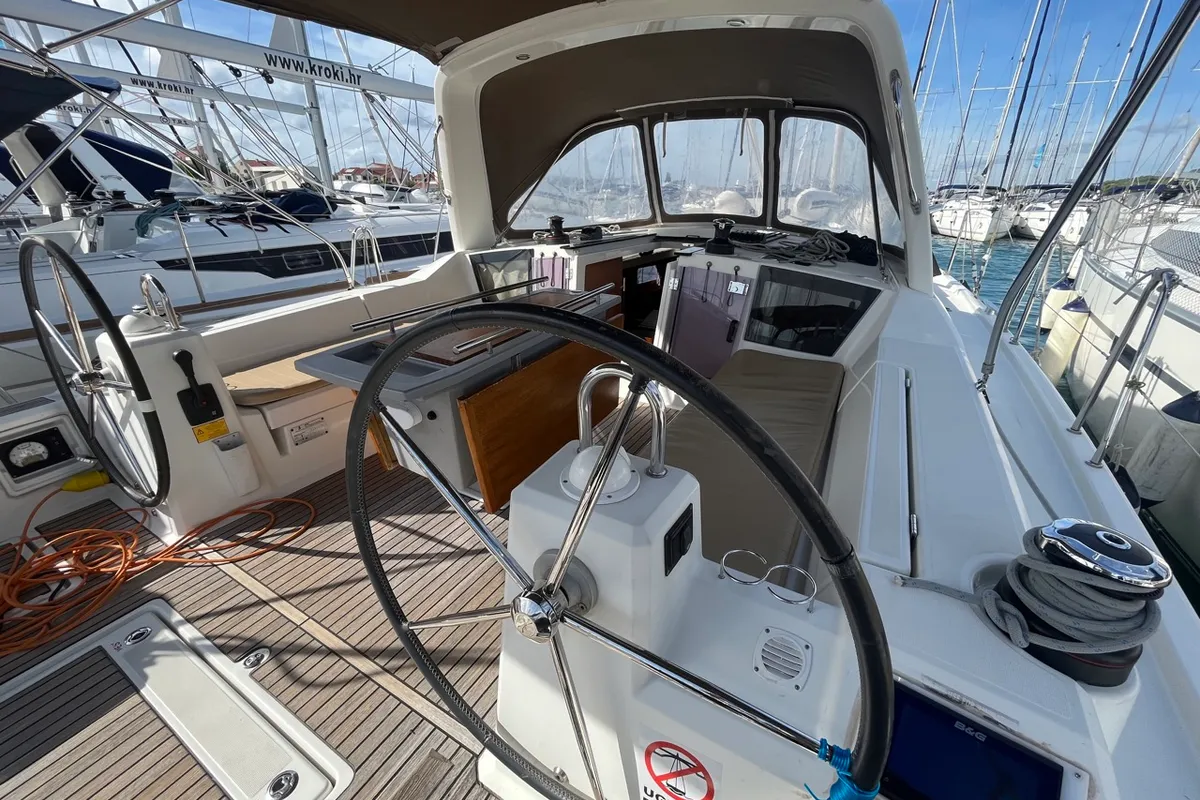 Cockpit of BUGA, a Beneteau Oceanis 41.1 sailboat at Sukošan, Croatia