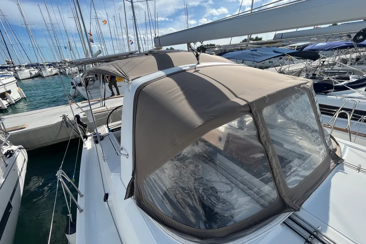 Exterior view of BUGA, a Beneteau Oceanis 41.1 sailboat at Sukošan, Croatia