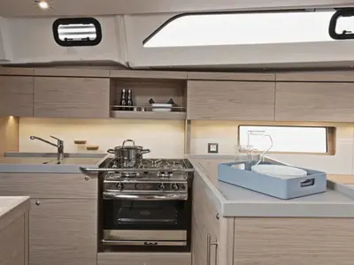 Galley of Oceanis 461/3/3 Premium, a Beneteau Oceanis 461 sailboat at Grand Anse, Grenada