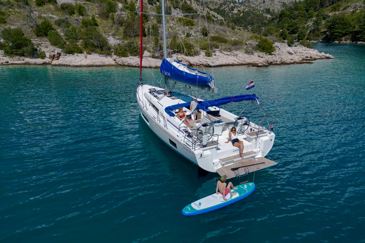 Exterior view of Oceanis 461/3/3 Premium, a Beneteau Oceanis 461 sailboat at Grand Anse, Grenada