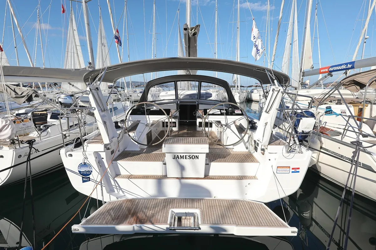 Cockpit of Jameson, a Hanse 460 sailboat at Grad Biograd na Moru, Croatia