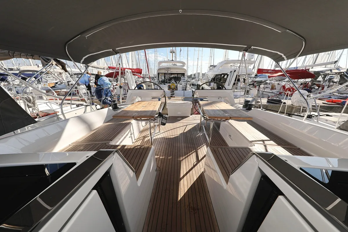 Cockpit of Jameson, a Hanse 460 sailboat at Grad Biograd na Moru, Croatia