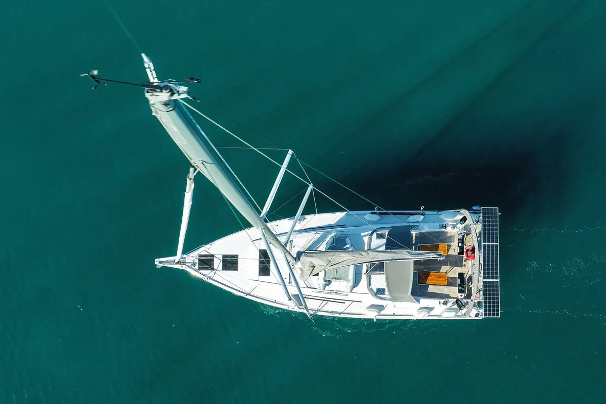 Exterior view of Jameson, a Hanse 460 sailboat at Grad Biograd na Moru, Croatia