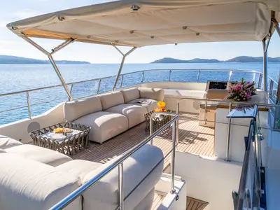 Cockpit of Cloud 9, a Gulet Motoryacht motor yacht at Dubrovnik, Croatia