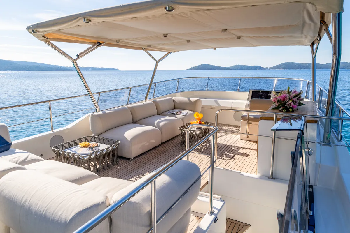 Cockpit of Cloud 9, a Gulet Motoryacht motor yacht at Dubrovnik, Croatia