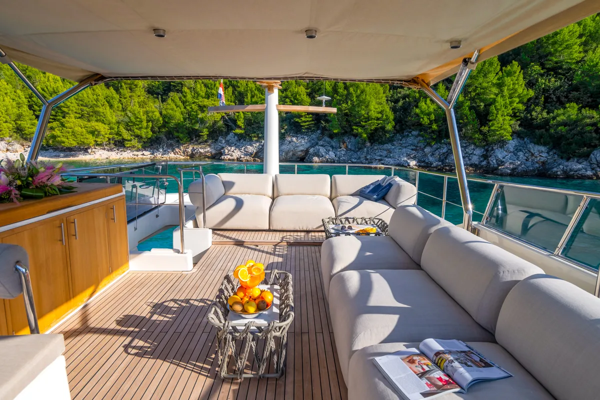 Deck of Cloud 9, a Gulet Motoryacht motor yacht at Dubrovnik, Croatia