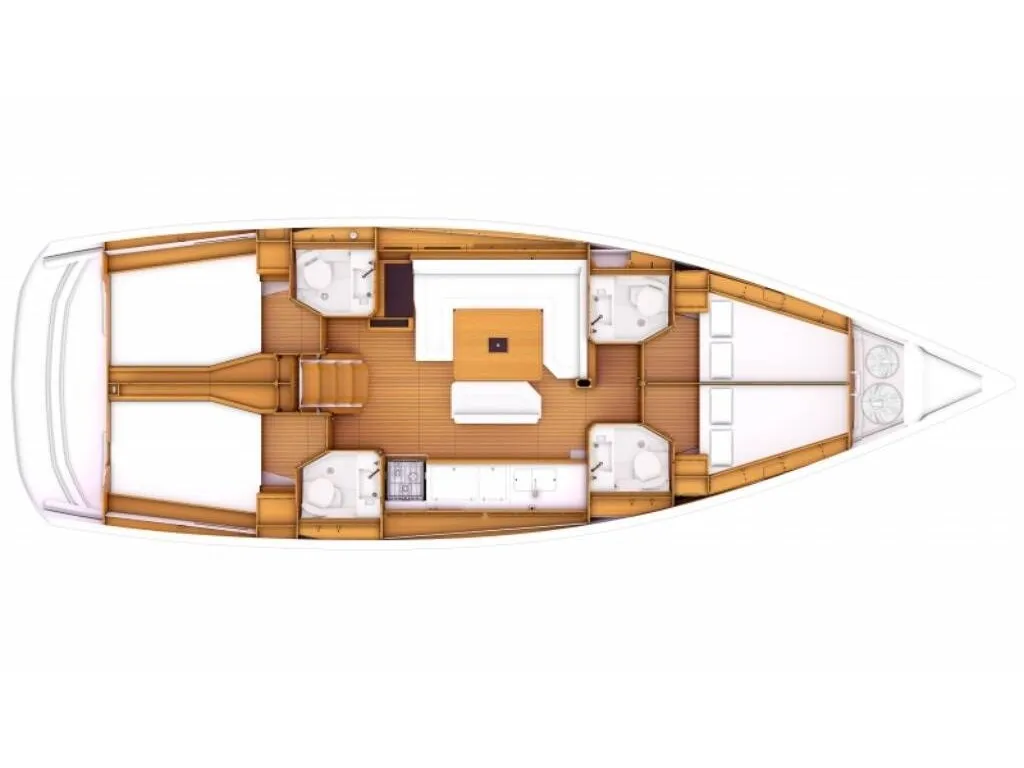 Floor plan of Evia, a Jeanneau Sun Odyssey 479 sailboat at Athens, Greece