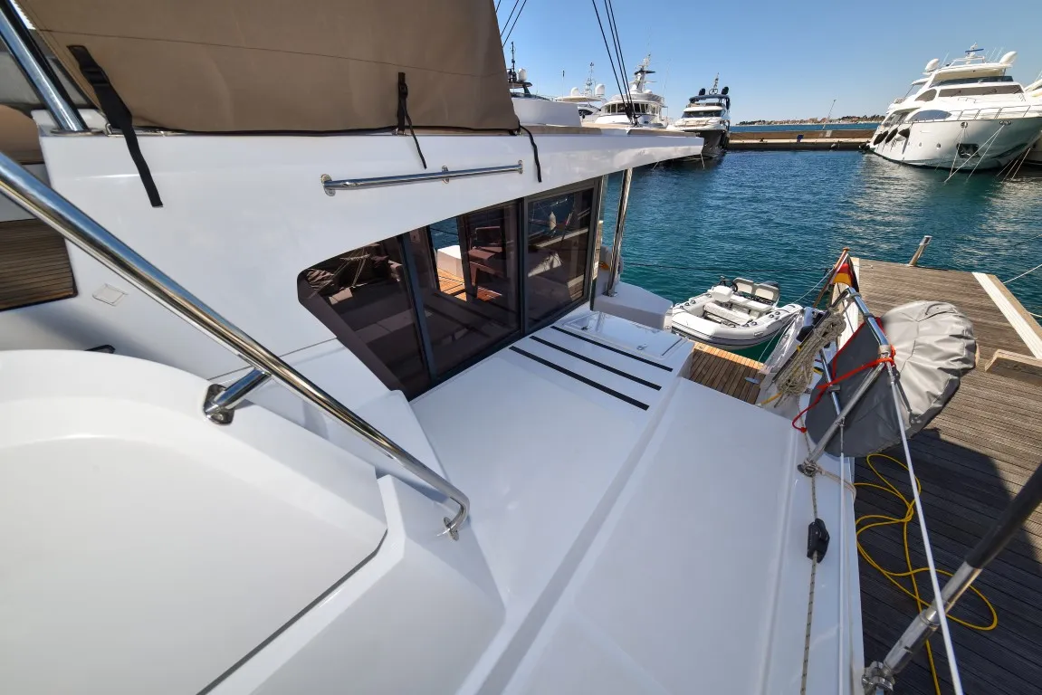 Deck of Destiny (Ex: Jako 1), a Bali 4.6 catamaran at Zadar, Croatia