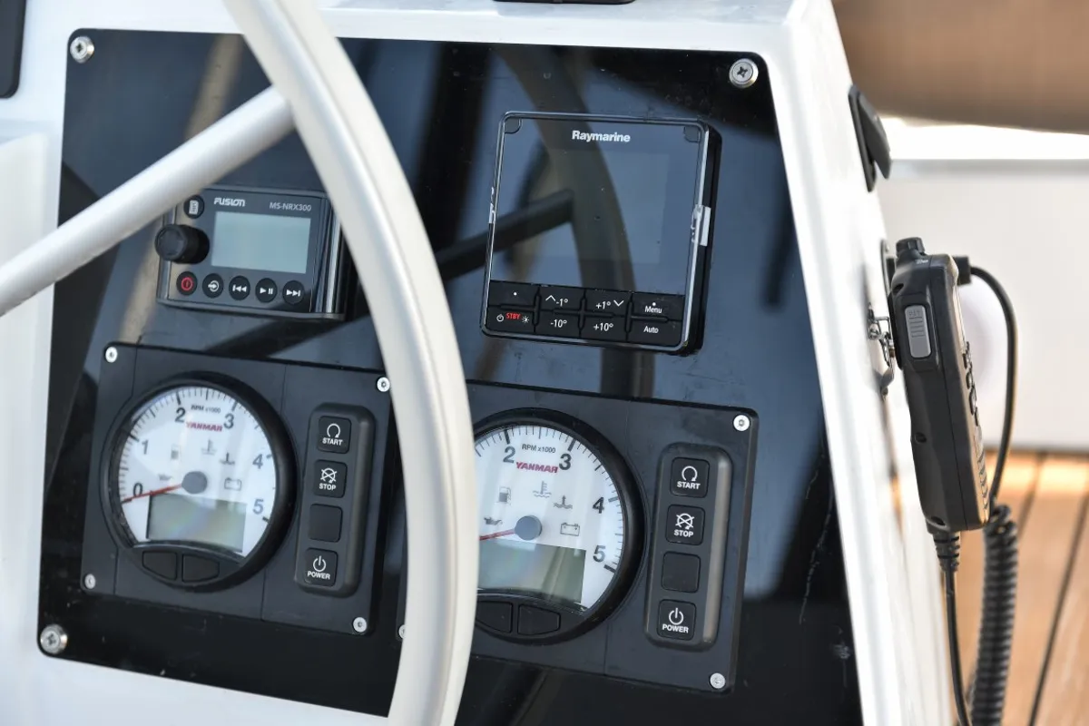 Cockpit of Destiny (Ex: Jako 1), a Bali 4.6 catamaran at Zadar, Croatia