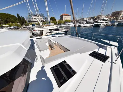 Deck of Destiny (Ex: Jako 1), a Bali 4.6 catamaran at Zadar, Croatia