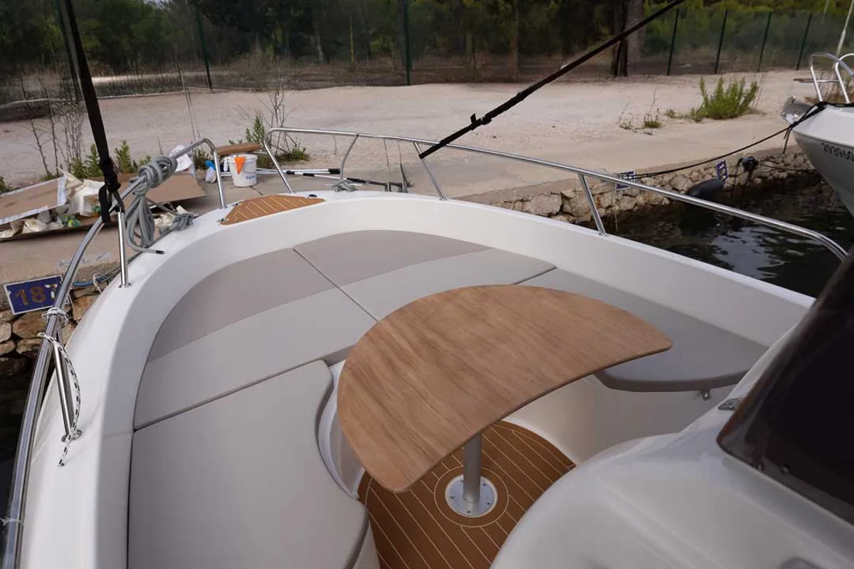 Deck of NN, a Mingolla Brava 22 Open motorboat at Grad Šibenik, Croatia