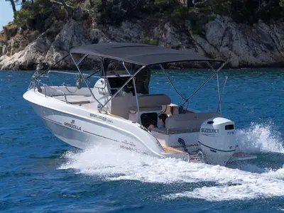 Exterior view of NN, a Mingolla Brava 22 Open motorboat at Grad Šibenik, Croatia