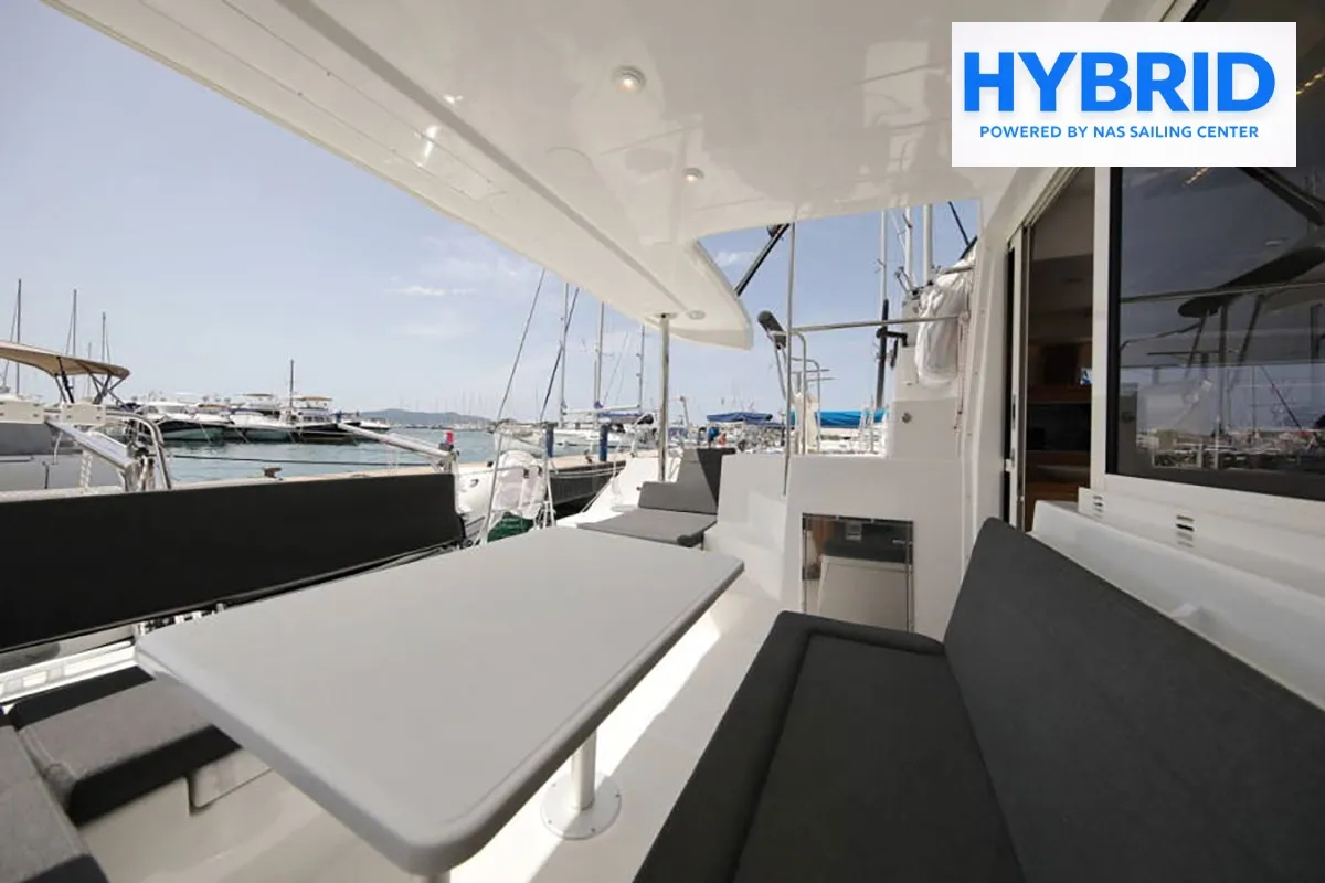 Deck of Independent I, a Lagoon 400 S2 catamaran at Punat, Croatia