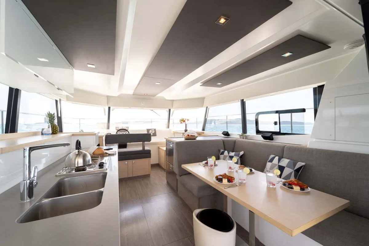Galley of Kalea, a Fountaine Pajot MY 37 catamaran at Grad Šibenik, Croatia