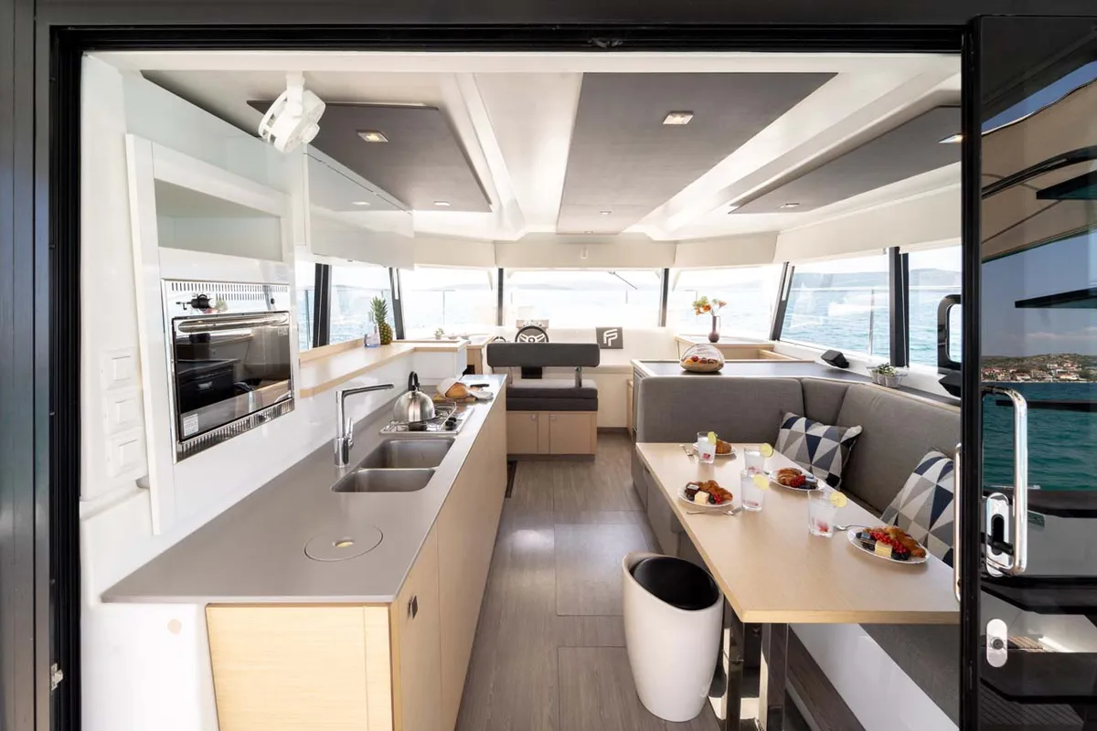 Galley of Kalea, a Fountaine Pajot MY 37 catamaran at Grad Šibenik, Croatia
