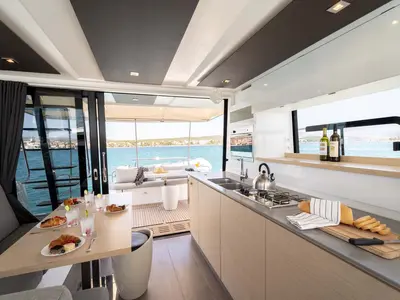 Galley of Kalea, a Fountaine Pajot MY 37 catamaran at Grad Šibenik, Croatia