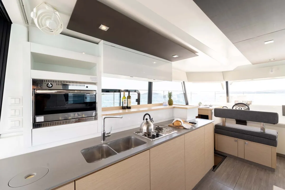 Galley of Kalea, a Fountaine Pajot MY 37 catamaran at Grad Šibenik, Croatia