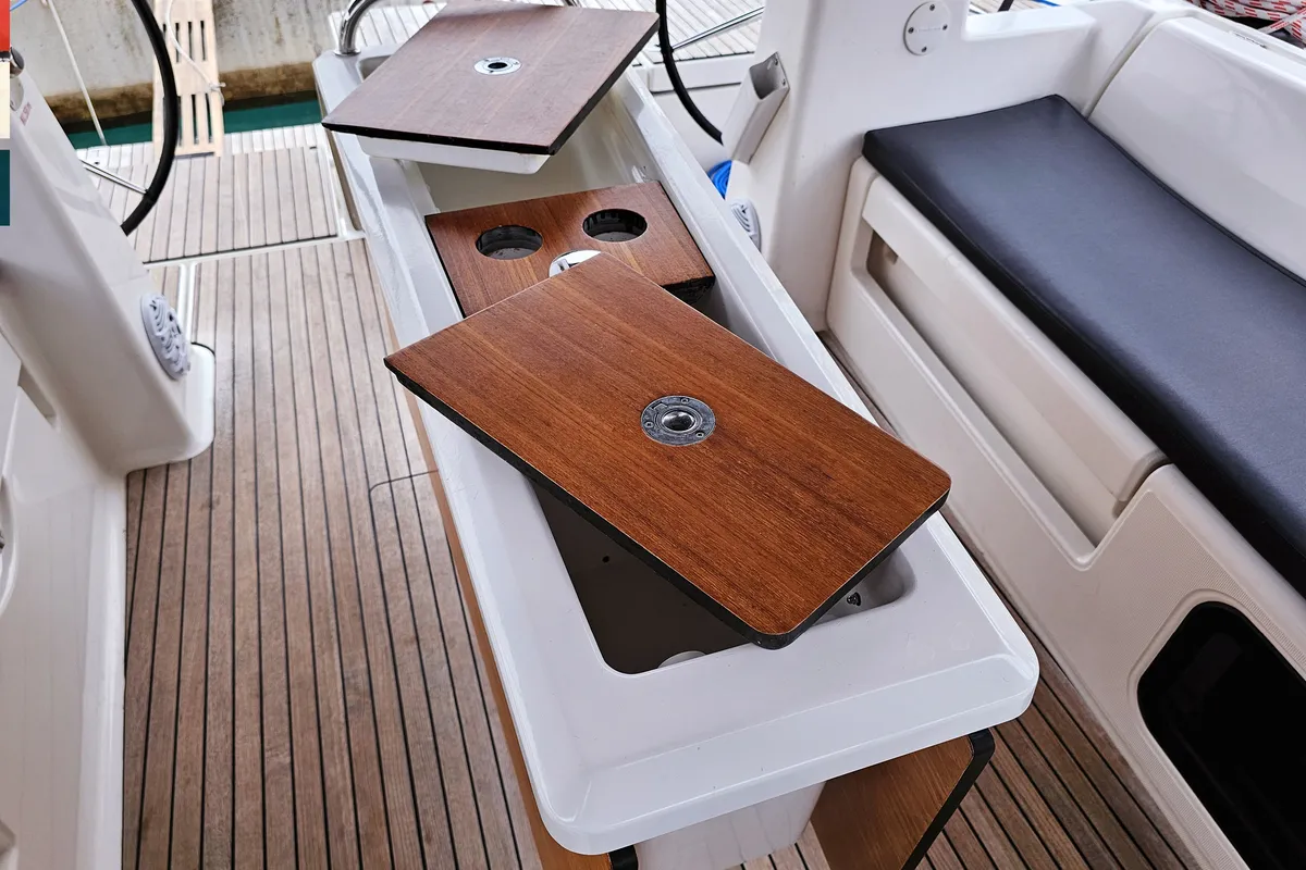 Deck of Nadine AC/Gen, a Dufour 460 Grand Large sailboat at Općina Rogoznica, Croatia
