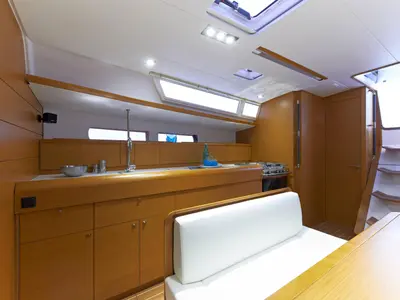 Galley of Joy, a Jeanneau Sun Odyssey 479 sailboat at Municipal Unit of Elefsina, Greece