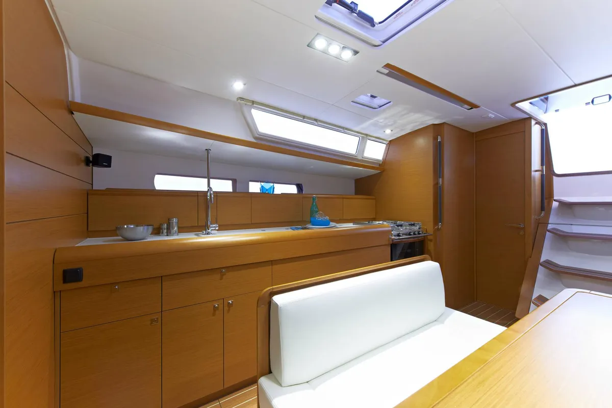 Galley of Joy, a Jeanneau Sun Odyssey 479 sailboat at Municipal Unit of Elefsina, Greece