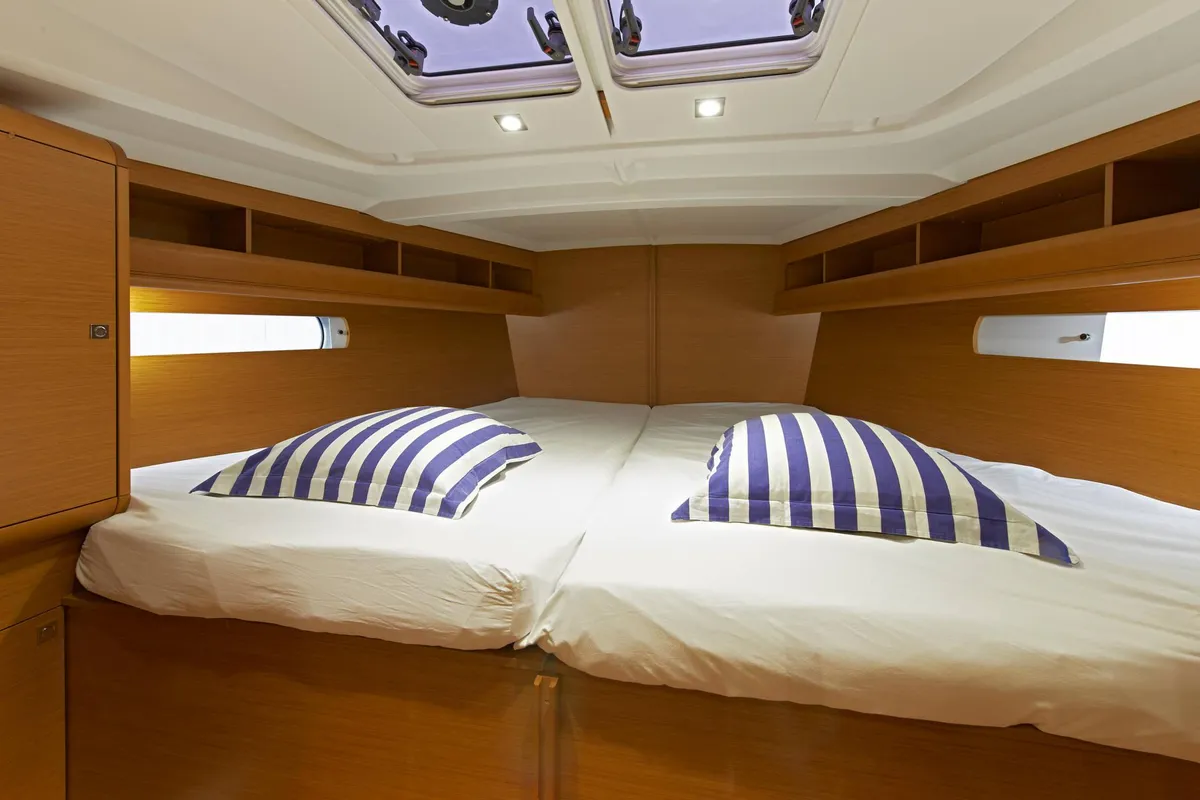 Cabin on Joy, a Jeanneau Sun Odyssey 479 sailboat at Municipal Unit of Elefsina, Greece