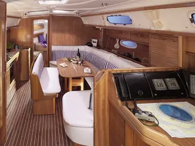 Salon of Giulia, a Bavaria 39 Cruiser sailboat at Municipal Unit of Lefkada, Greece