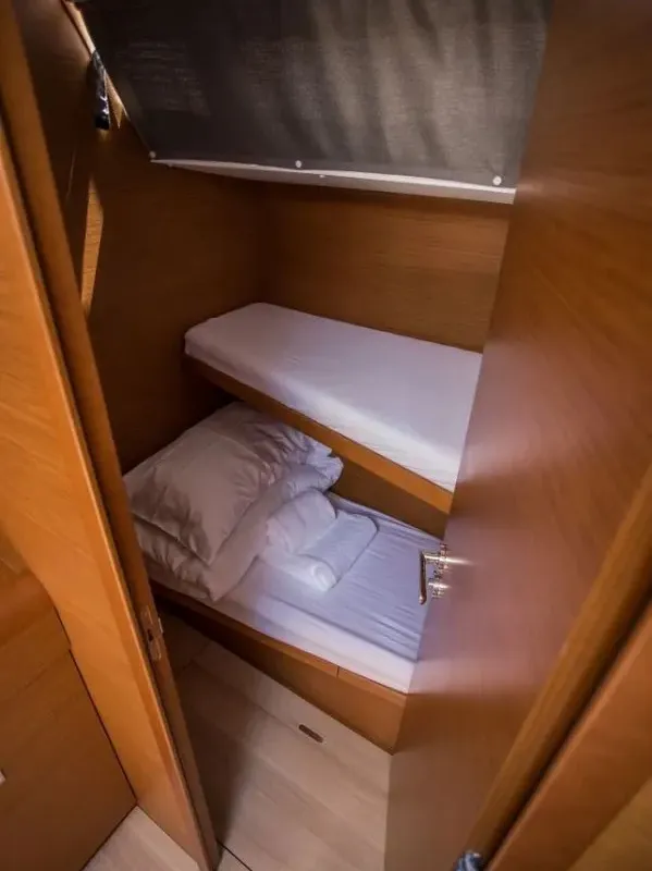 Cabin on Freyja, a Jeanneau Sun Odyssey 519 sailboat at Seget Donji, Croatia