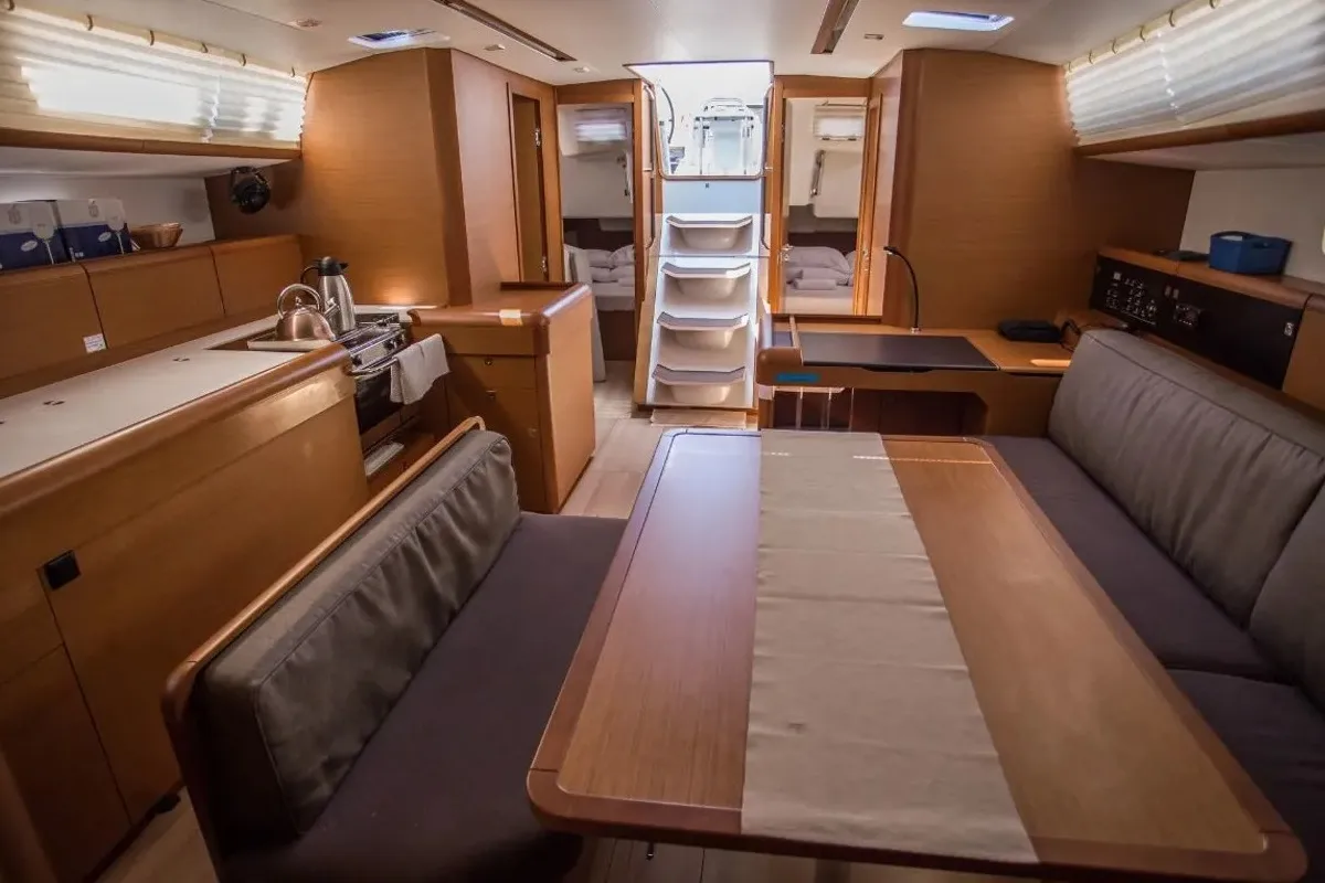 Salon of Freyja, a Jeanneau Sun Odyssey 519 sailboat at Seget Donji, Croatia