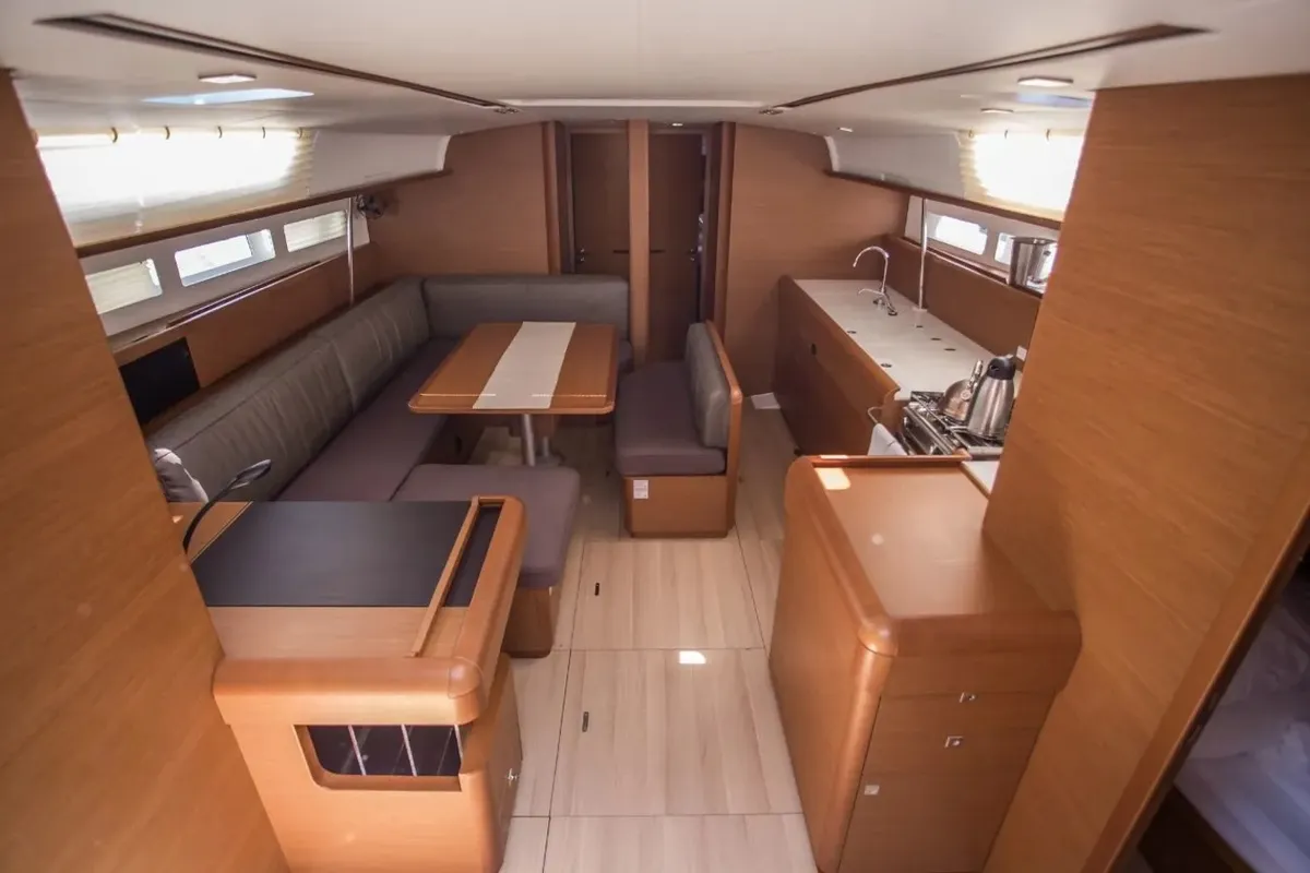 Salon of Freyja, a Jeanneau Sun Odyssey 519 sailboat at Seget Donji, Croatia
