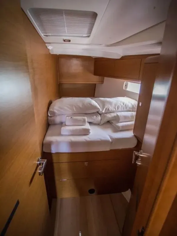 Cabin on Freyja, a Jeanneau Sun Odyssey 519 sailboat at Seget Donji, Croatia