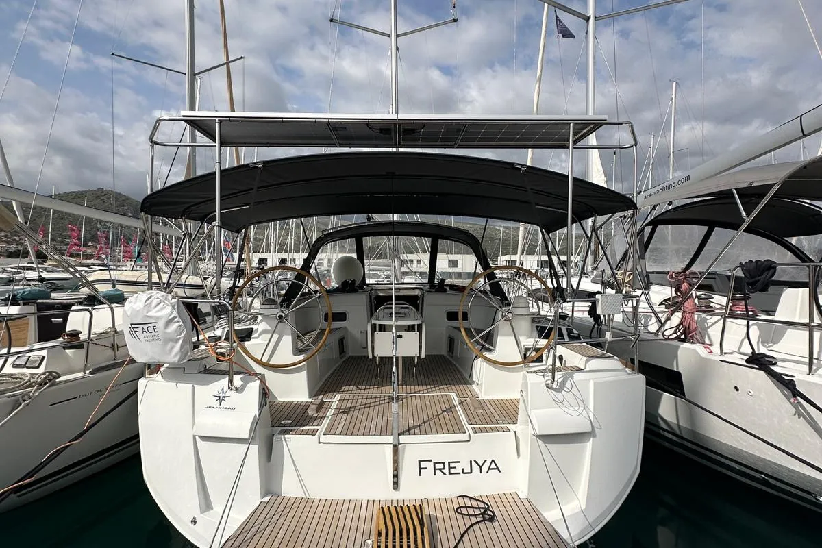 Freyja, a Jeanneau Sun Odyssey 519 sailboat at Seget Donji, Croatia