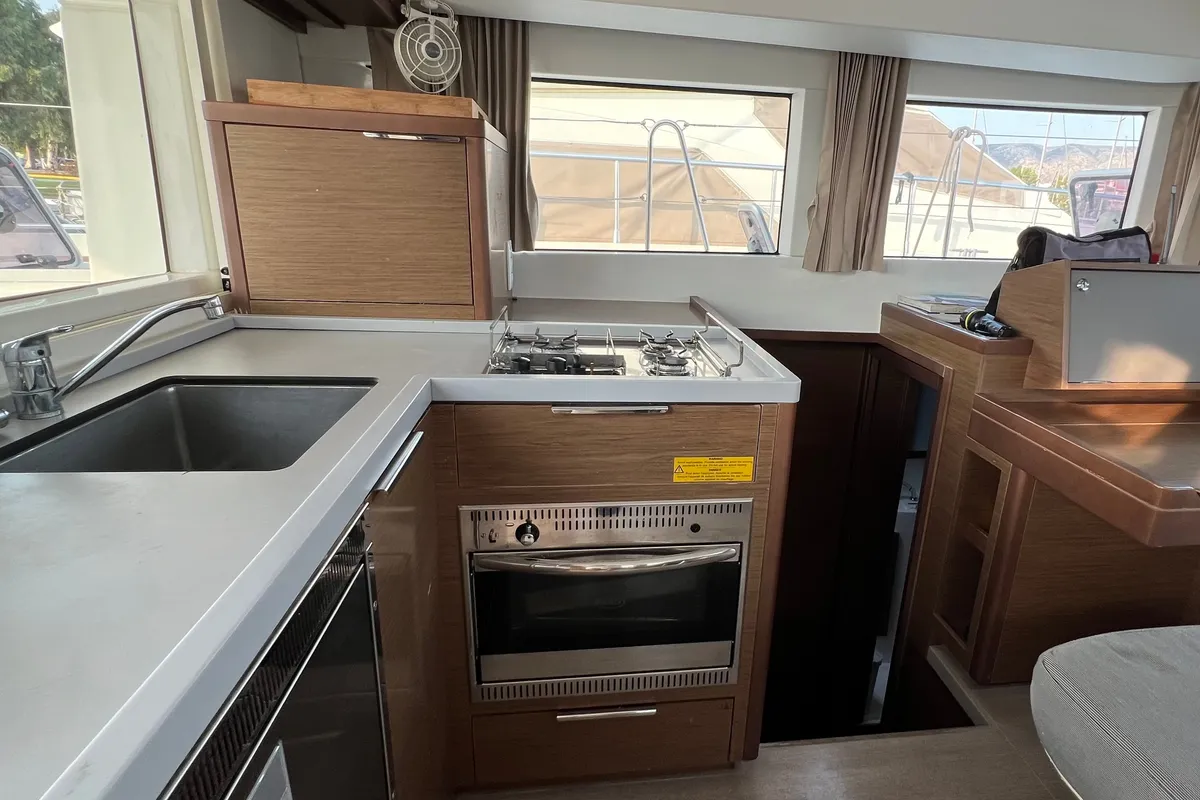 Galley of Andromeda, a Lagoon 40 catamaran at Athens, Greece